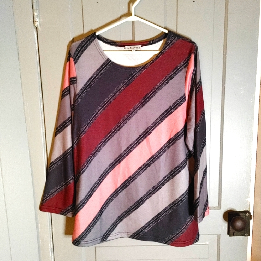 2/$30 La Madona Diagonal Striped Long sleeve